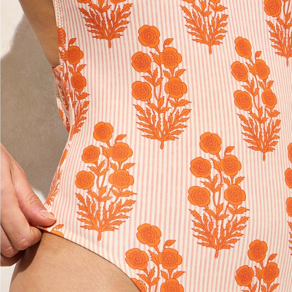 NWT J.Crew scoopneck one-piece Indian Block Print - Picture 3 of 8